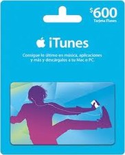 Tarjeta  Apple - i tunes $600